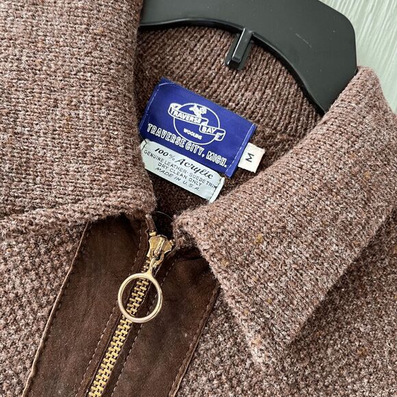 VTG 50s–60s Traverse Bay Woolens Suede Trim Zip Jacket TALON – M - Picture 4 of 10